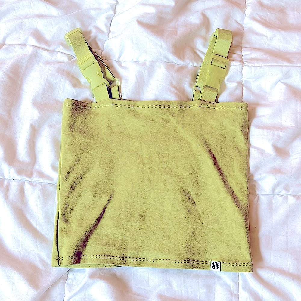 S Women’s Crop Tank Top with Plastic, Translucent Buckle Straps